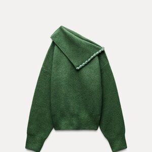 ZARA BALL TRIM KNIT SWEATER